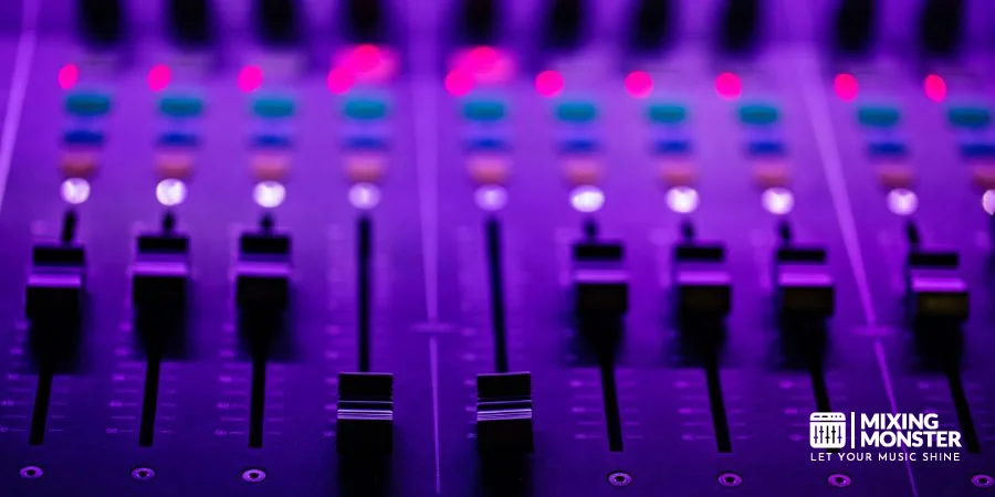 Faders On An Audio Mixing Console